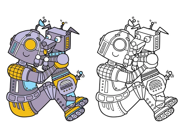 Drôle de robots coloriage — Image vectorielle