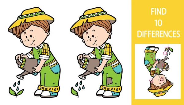 Find differences gardener game. — Stock Vector