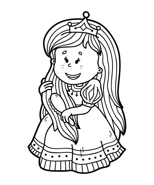 Cute princess black and white. — Stock Vector