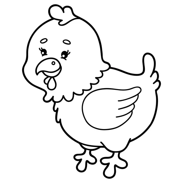 Lindo contorno gallina — Vector de stock