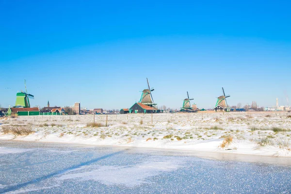 Kışın Hollanda Kış Hollanda Köyü Eski Güzel Hollanda Evleri Eski — Stok fotoğraf