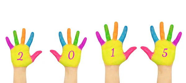 Les mains des enfants formant numéro 2015 . — Photo