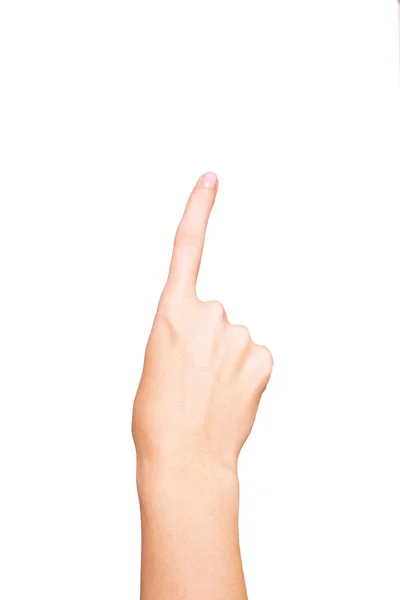 Vrouwelijke hand aanraken of wijzen op iets — Stockfoto