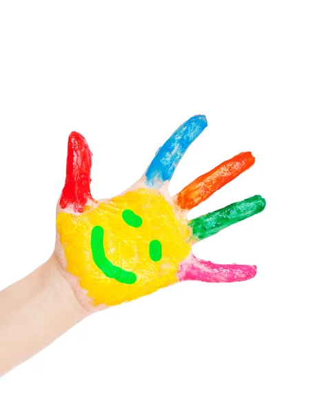 Open smiling hand waving hello. — Stock Photo, Image