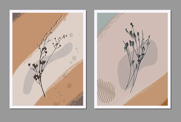 Moderne Abstrakte Illustration Mit Einer Silhouette Einer Blume Und Einem — Stockvektor