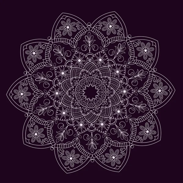 Mandala Circular Con Flores Sobre Fondo Oscuro Ilustración Vectorial Vector — Archivo Imágenes Vectoriales
