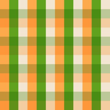 Checkered seamless pattern with the colors of the Irish flag, orange, white and green