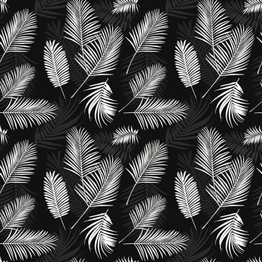 Tek renkli desen. Kusursuz bir zemin üzerinde bir palmiye ağacının dar yapraklarından siluetler.