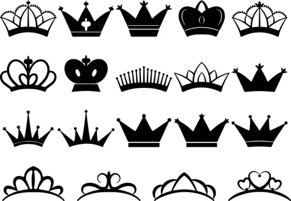 Stencils Crowns Tiaras Corals Queens Princesses — Stock Vector