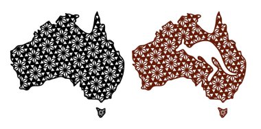 Avusturya 'nın ana hatları kanguru hatları ve dekoratif geometrik desenler. Kes ve Yüceltme Dosyası.