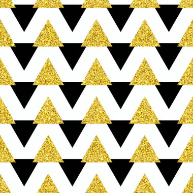 Sarı, parlak ve siyah üçgenlerle albüm yapmak için kusursuz dijital şablon. Geometrik desen.