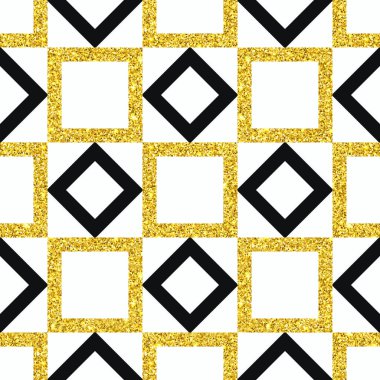 Sarı, parlak ve siyah kareler ve eşkenar dörtlülerle albüm yapmak için kusursuz dijital şablon. Geometrik desen.