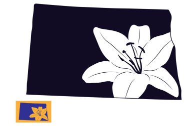 Nilüfer çiçekli Amerika devleti Kuzey Dakota. Şablon kartı. Kes ve Yüceltme Dosyası.