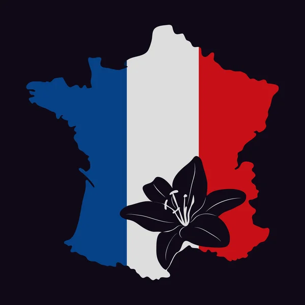 Цветок Лили Карте Франции Цвета Флага Франции Файл Вырезания Сублимации — стоковый вектор