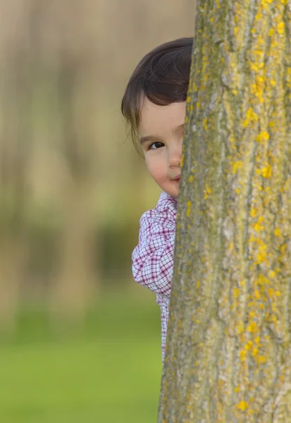 Portrét holčičky skrývá — Stock fotografie