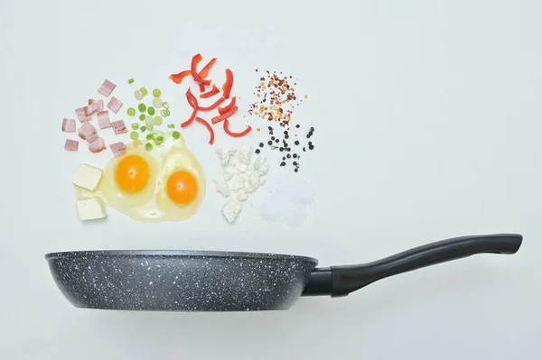 Ingredientes Para Fazer Ovos Com Bacon Pan — Fotografia de Stock