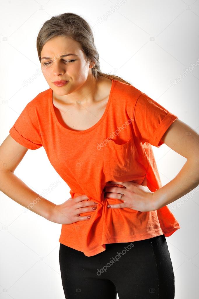 Woman having abdominal pain