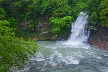 Güneybatı Georgia 'da ilkbaharda Makhuntseti şelalesi