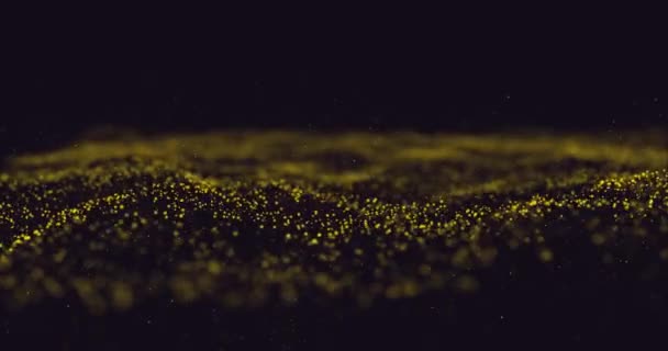 Hermoso fondo abstracto movimiento oro brillante partículas de oro. Brillantes partículas brillantes con Bokeh. Año nuevo y fondo de Navidad. Animación de vídeo de bucle 4K sin costuras — Vídeo de stock