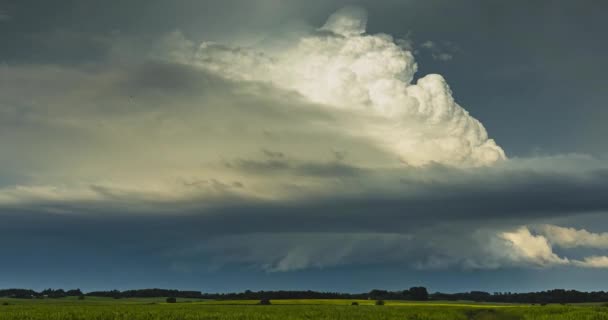Nuvem de tempestade subindo no céu, uma poderosa nuvem ascendente, supercélula — Vídeo de Stock