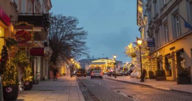 Noel ışıkları ve Noel ağacı, Vilnius, Litvanya 'da zaman aşımı