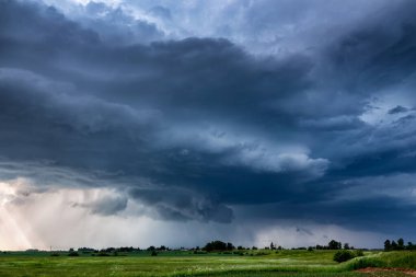 Dolu ve şiddetli rüzgarlarla süperhücre fırtınası bulutları