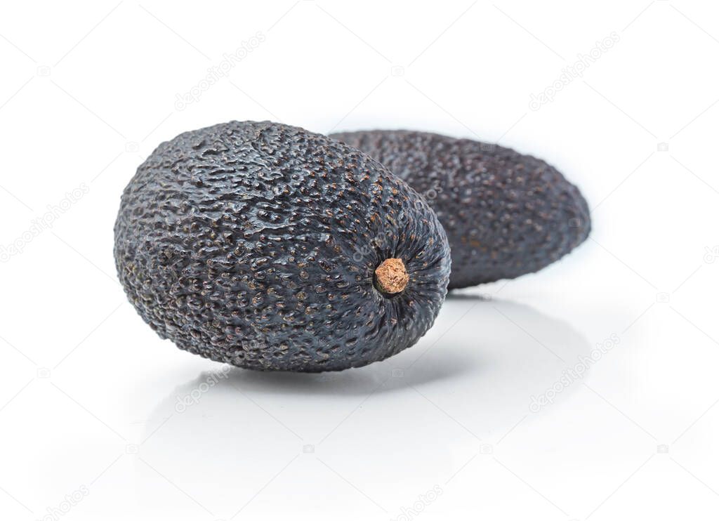Avocado isolated on white background. Two Avocadoes close up