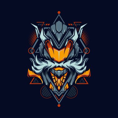 Geometri süslemeli eski Cyborg Çizimi