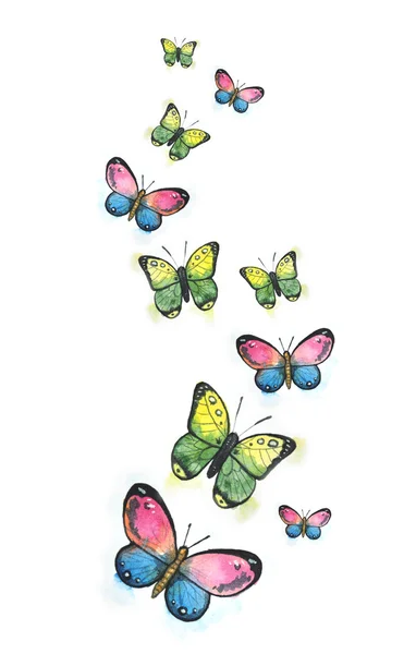 Een kudde van vlinders aquarel — Stockfoto