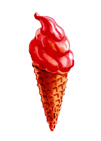 배경에 아이스크림 수채화 — 스톡 사진