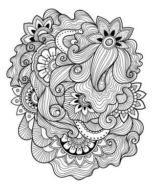 Zen-doodle veya Zen-dolaştırmak çiçek desenli. Mehndi stili