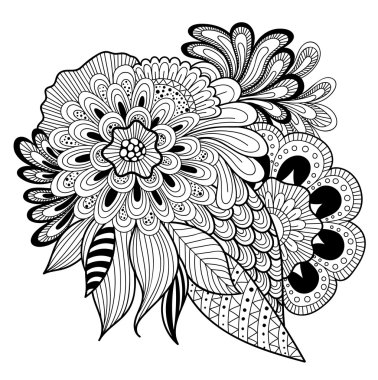 Zen-tangle floral pattern. Indian style. clipart