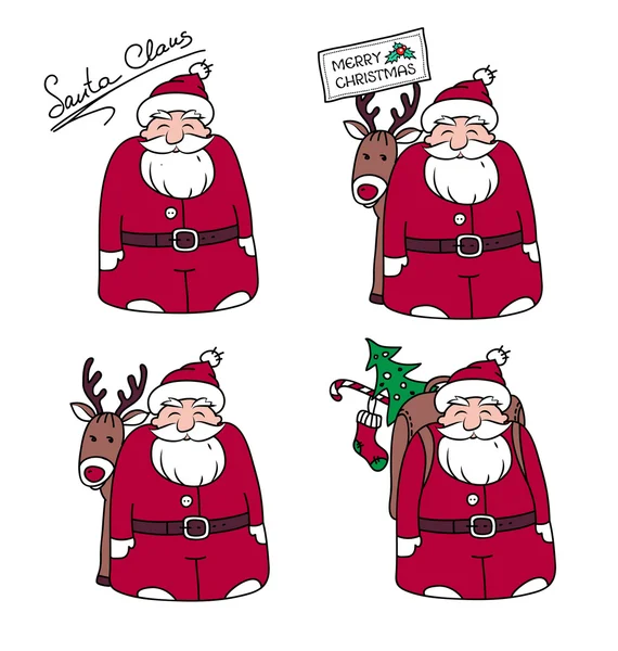 Desenhos animados Papai Noel com presentes e renas — Vetor de Stock