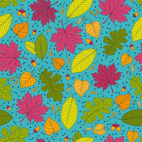 Tohum ve yaprakları ile sonbahar seamless modeli