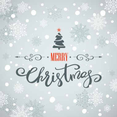 Neşeli Noel tebrik kartı. Tatil yazı tasarım