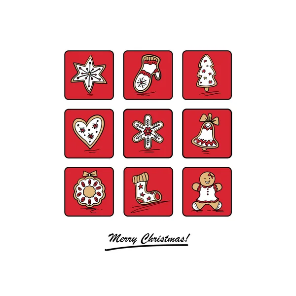 Carte de voeux avec pains d'épices de Noël — Image vectorielle