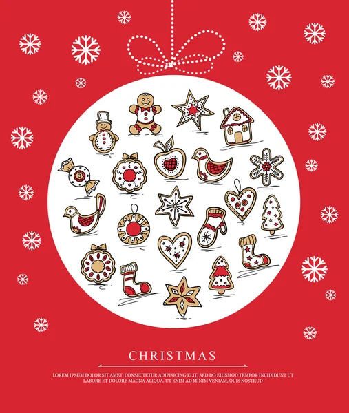 Greeting card with Christmas gingerbreads — Stock Vector