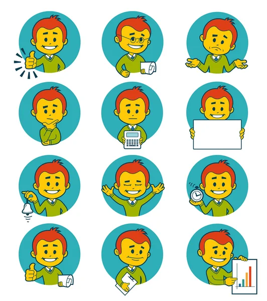 Iconos de gente plana con personajes de negocios . — Vector de stock