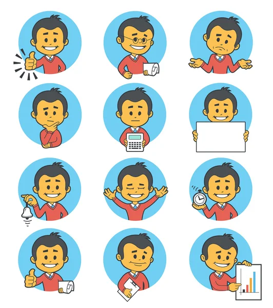 Iconos de gente plana con personajes de negocios . — Vector de stock