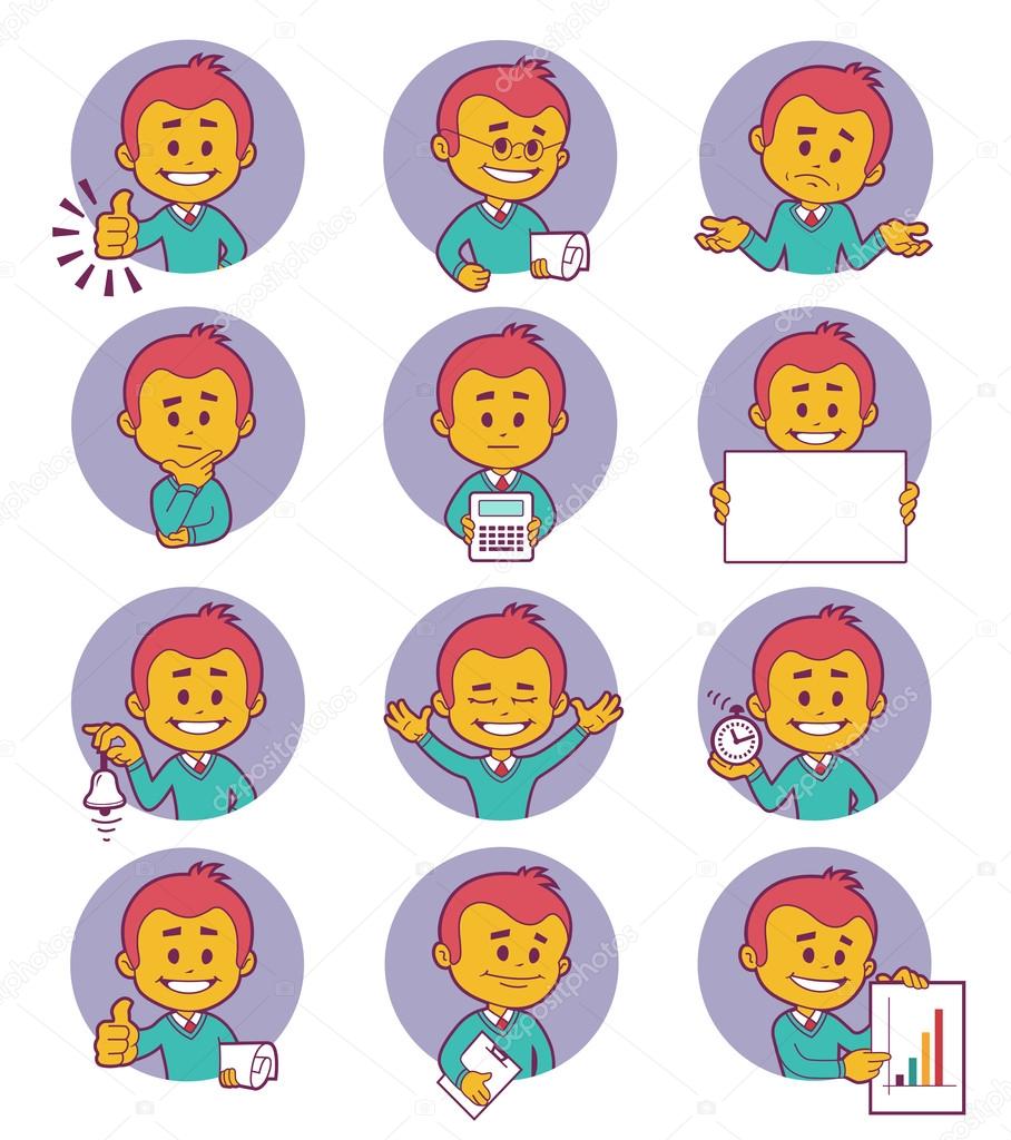 Flat people icons with business characters.