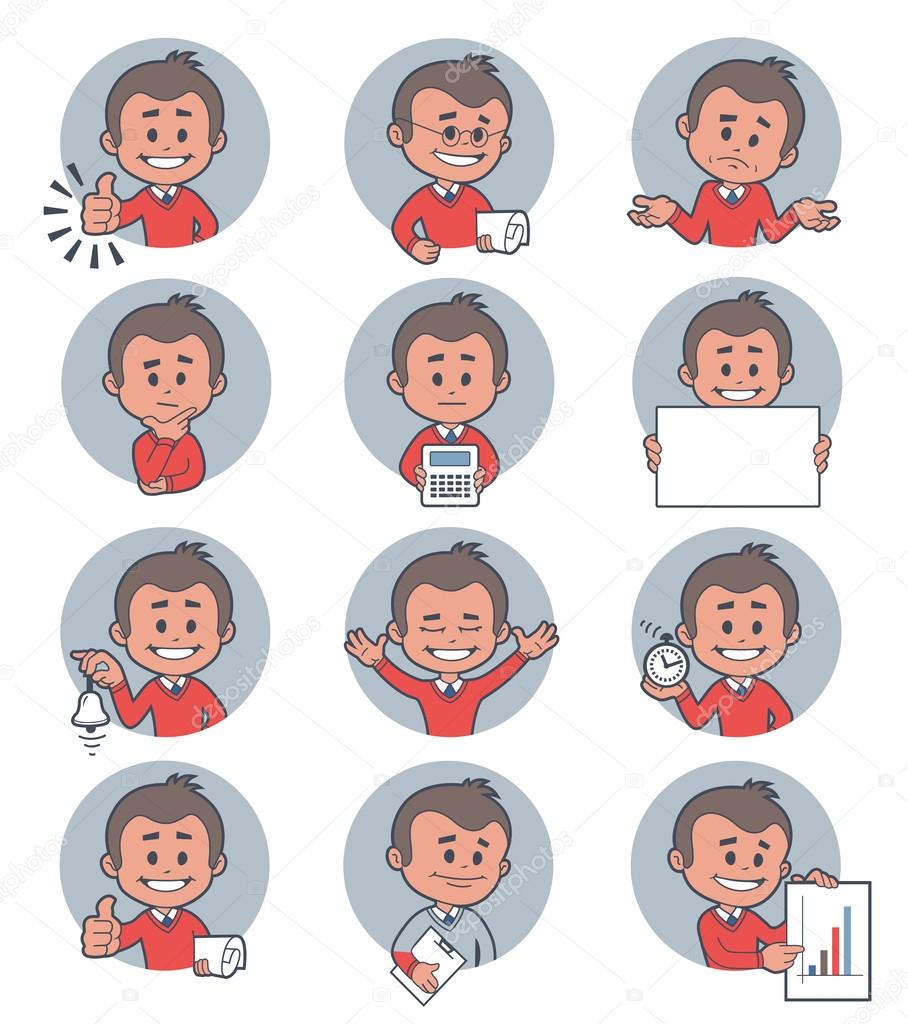 Flat people icons with business characters.