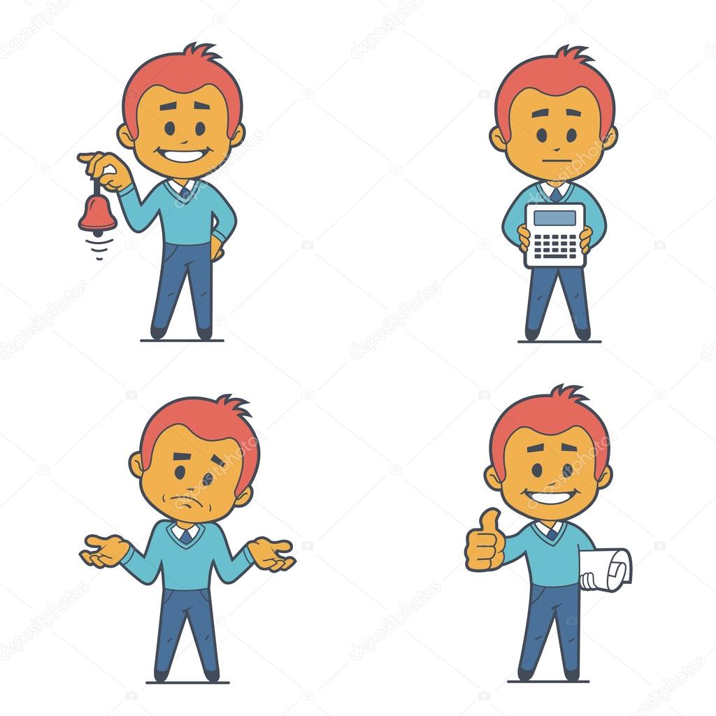 Set of four flat character businessmans.