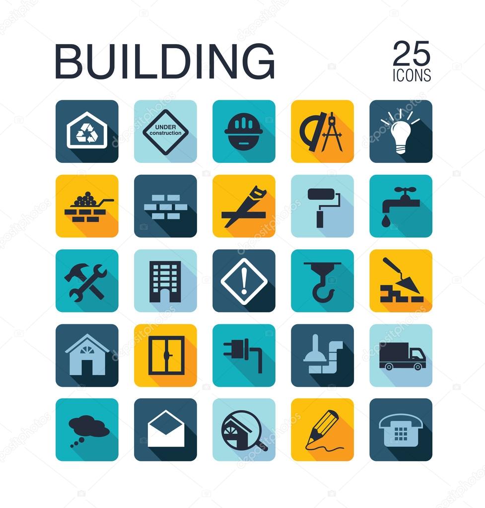 Flat building icons