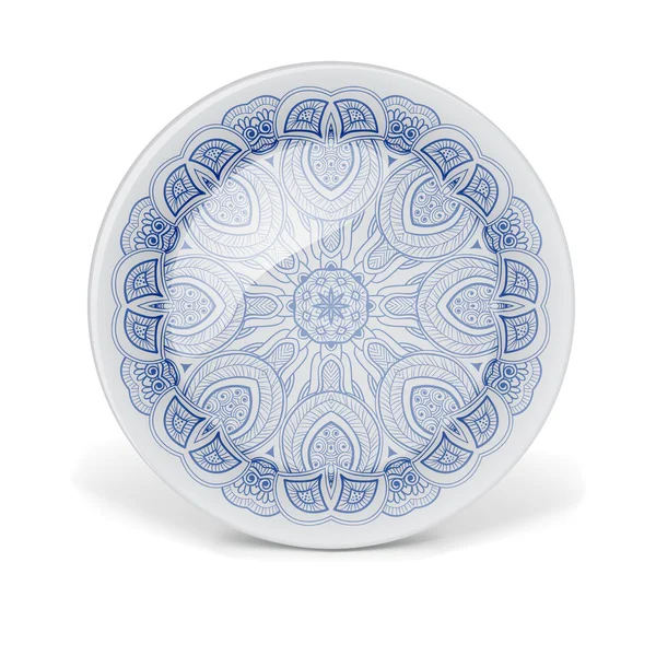 Decorative plate with floral art pattern — Stok Vektör