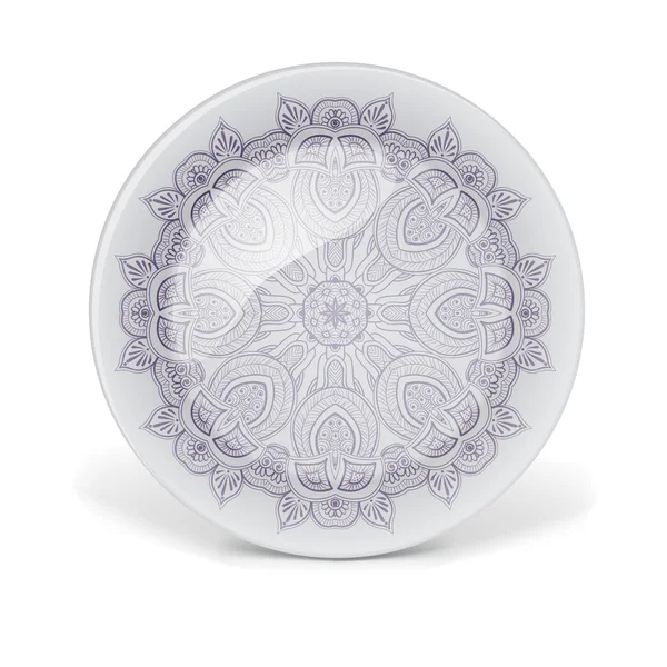 Decorative plate with floral art pattern — Stok Vektör