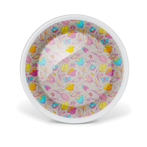 Decorative plate with floral art pattern — Stockový vektor