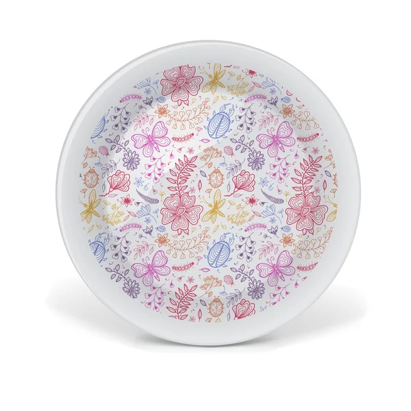 Decorative plate with floral art pattern — Stockvector
