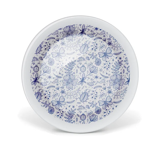 Decorative plate with floral art pattern — Stockvector