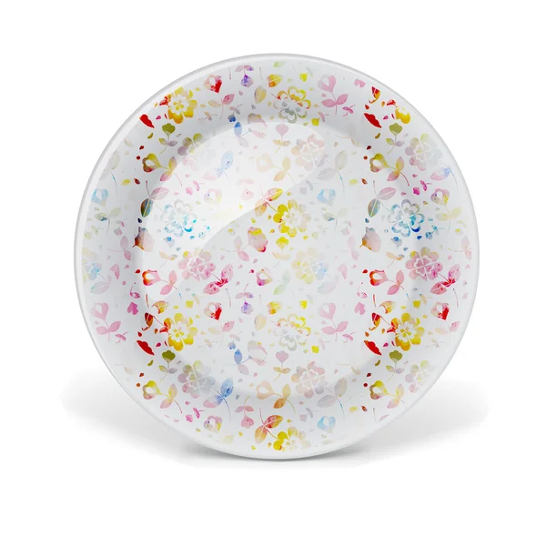 Decorative plate with floral art pattern — Stockvector