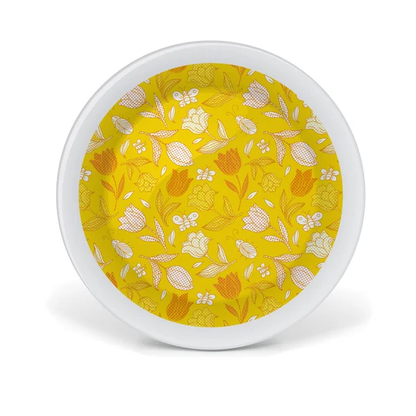 Decorative plate with floral art pattern — ストックベクタ